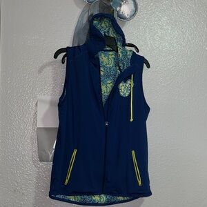 Disney Parks Mickey Mouse Mosaic Blue Hooded Full Zip Vest Size XL